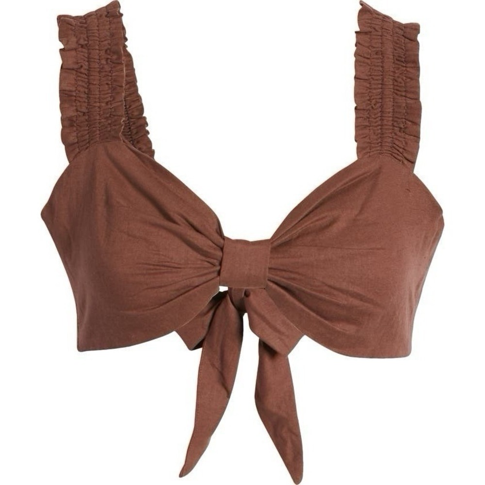 Charlie‎ Holiday "Diana" Linen & Cotton Bra Top IN Chocolate Size 4 NWT